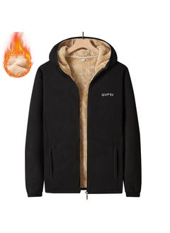 Generic Mens Fleece-Lined Hooded Cardigan Warm Casual Plus Size Black  - Image 1