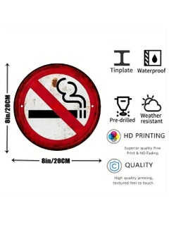 No Smoking Circular Metal Warning Sign Waterproof Solid with pre-drilled Holes - pzsku/Z5D70B52928DCE8F71670Z/45/_/1732020817/348114b9-1186-4432-8d39-42e2a6d669f9