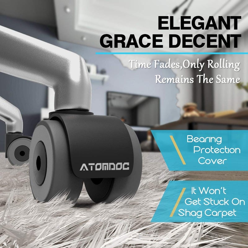 ATOMDOC Office Chair Caster Wheels by ATOMDOC, 2" Newly Revolutionary Quadruple Ball Bearing Design,Heavy Duty & Safe Protection for All Floors Including Hardwood, Set of 5 - Image 5