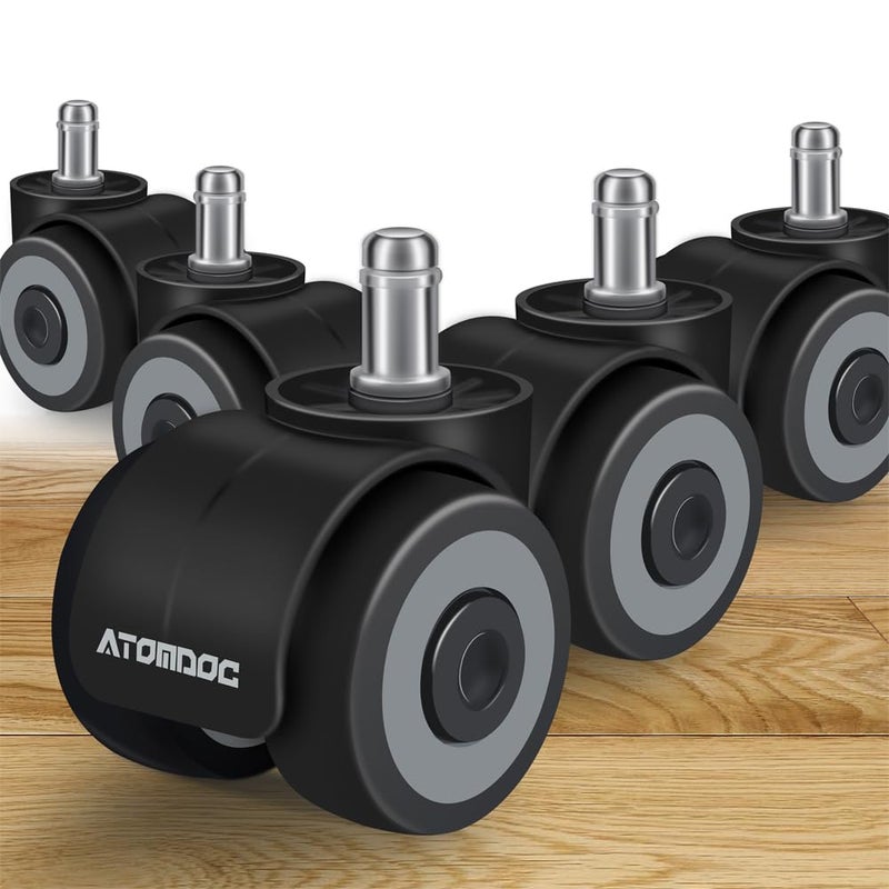 ATOMDOC Office Chair Caster Wheels by ATOMDOC, 2" Newly Revolutionary Quadruple Ball Bearing Design,Heavy Duty & Safe Protection for All Floors Including Hardwood, Set of 5 - Image 1