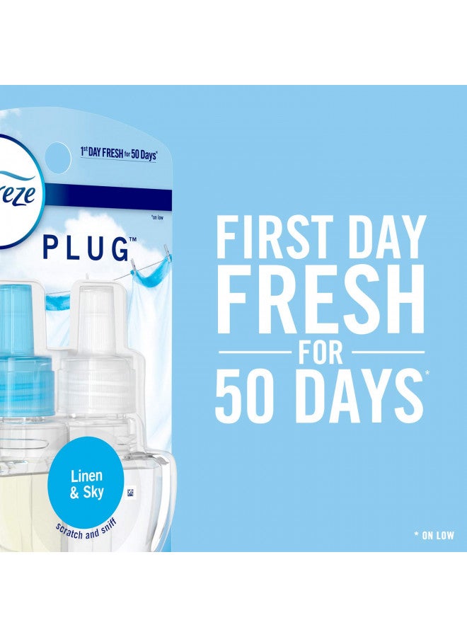 febreze Febreze Odor-Fighting Fade Defy PLUG Air Freshener Refill, Linen & Sky, (2) .87 fl. oz. Oil Refills - Image 2
