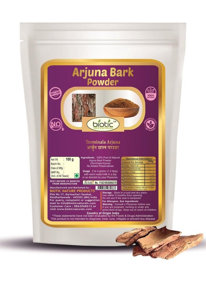 Biotic Natural Arjuna Bark Powder - Terminalia Arjuna - Arjuna Chaal Powder for Heart - 100gm - Image 1