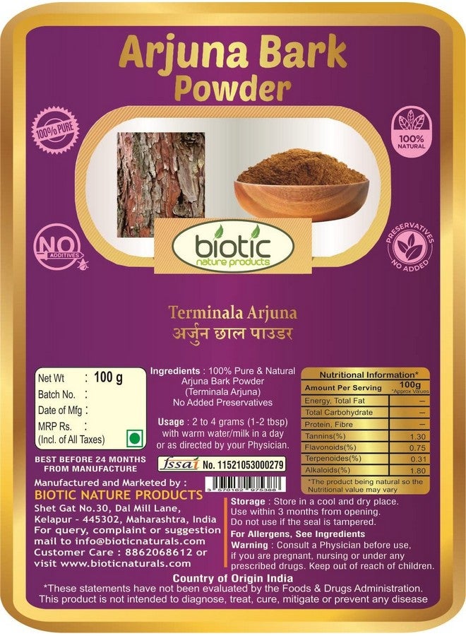 Biotic Natural Arjuna Bark Powder - Terminalia Arjuna - Arjuna Chaal Powder for Heart - 100gm - Image 2