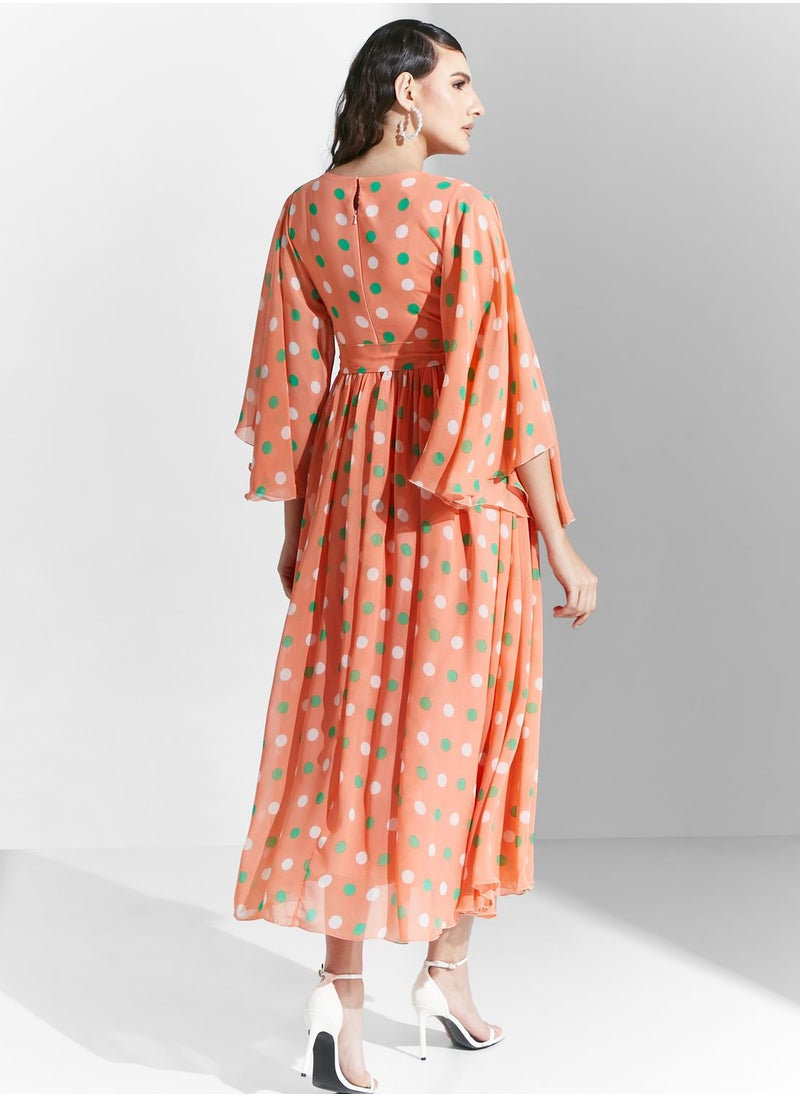 Golden Apple - V Neck  Floral Printed Dress - Image 1