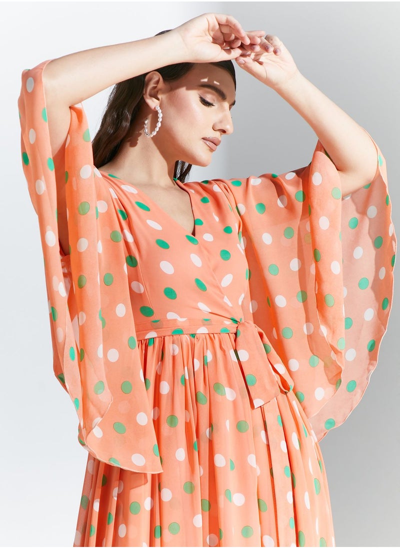Golden Apple - V Neck  Floral Printed Dress - Image 1