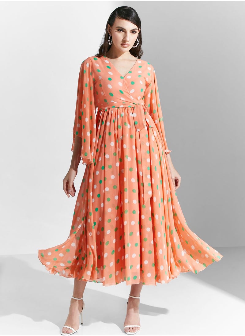 Golden Apple - V Neck  Floral Printed Dress - Image 1