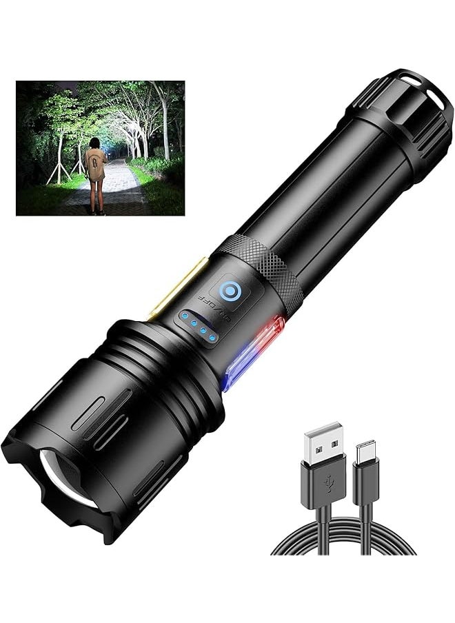 PROMASS promass 30000 High Lumens Torch Light,LED Rechargeable Handheld Flashlight,10 Lighting Modes Flashlight with COB Work Light,Zoomable Waterproof Flashlights for Camping Hiking Emergency,Fishing 