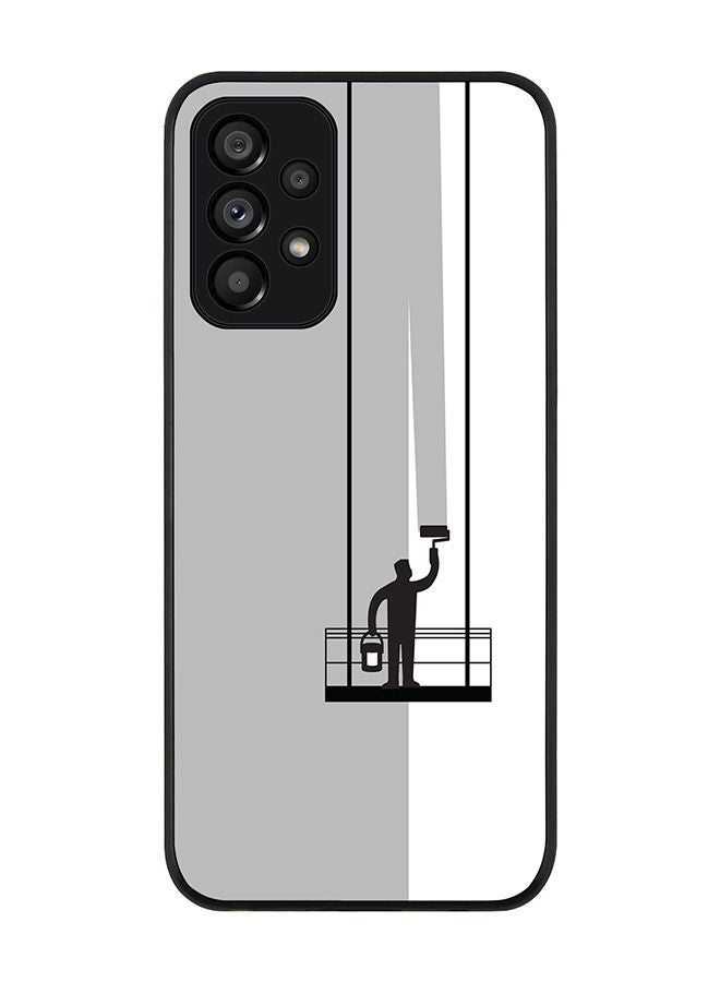 Stylizedd Rugged Black edge case for Samsung Galaxy A73 5G Slim fit Soft Case Flexible Rubber Edges Anti Drop TPU Gel Thin Cover - Paint Hanger (Grey) - Image 1