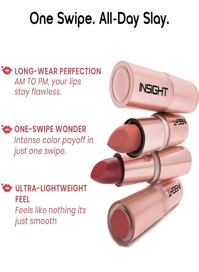 INSIGHT Hydra Fix Lipstick - Choco Lure| Semi Matte Finish | One Swipe Intense Pigmentation | Long Lasting | Lightweight | Hydrating Non Drying Formula - 4.2g - Image 4