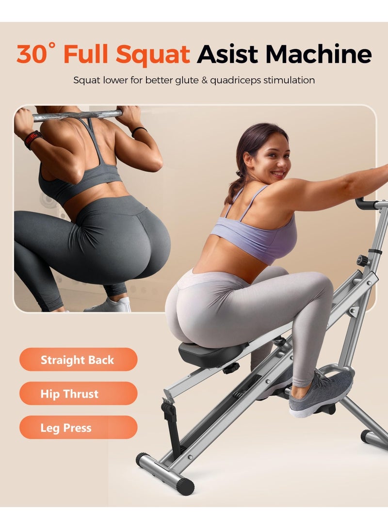 Jourvent Home Squat Machine, Rodeo Core Exercise Machine, 300 lbs Foldable, Adjustable 4 Resistance Bands, Cycling and Rowing Machine for Glutes Buttocks Thighs, Abs Back/Leg Press Hip Thrust - Image 4