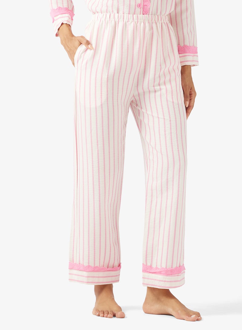 جينجر طقم قميص بيجامة بأزرار مخططة - Image 4