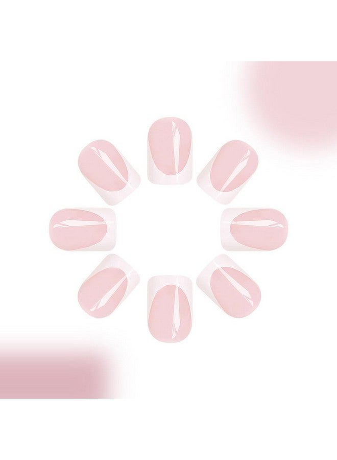 LRKNNO White French Tip Press On Nails Short Square Fake Nails Artificial Nails Tips Gel Acrylic Glue On Nails With Design 24Pcs Full Cover Stick Ons Nails For Wedding Women Manicure False Nails - Image 3