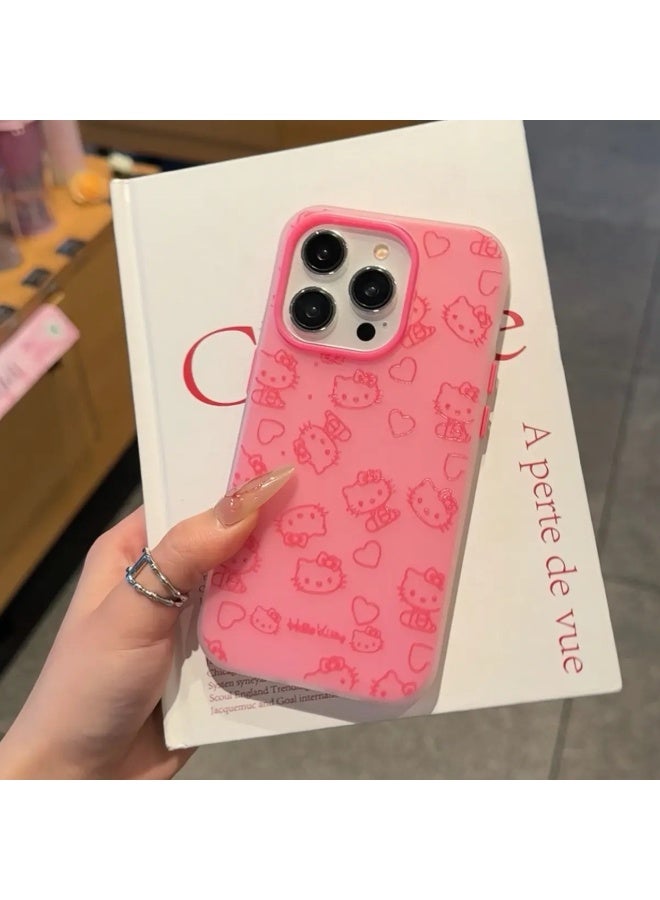 NIBEMINENT Dopamine Kitty Protective TPU Case Cover For iPhone 16 Pro Max, Pink