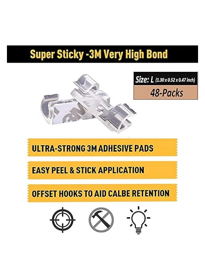 erorex Adhesive Cable Clips,Wire Clips,Car Cable Organizer,Cable Holder,Cable Wire Management,Cable Holder for Car,Office,Home (Big Size Transparent - 48-Packs) - Image 3