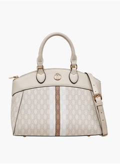 ELLE Women Monogram Print Tote Bag with Adjustable Strap and Handles  - Image 1