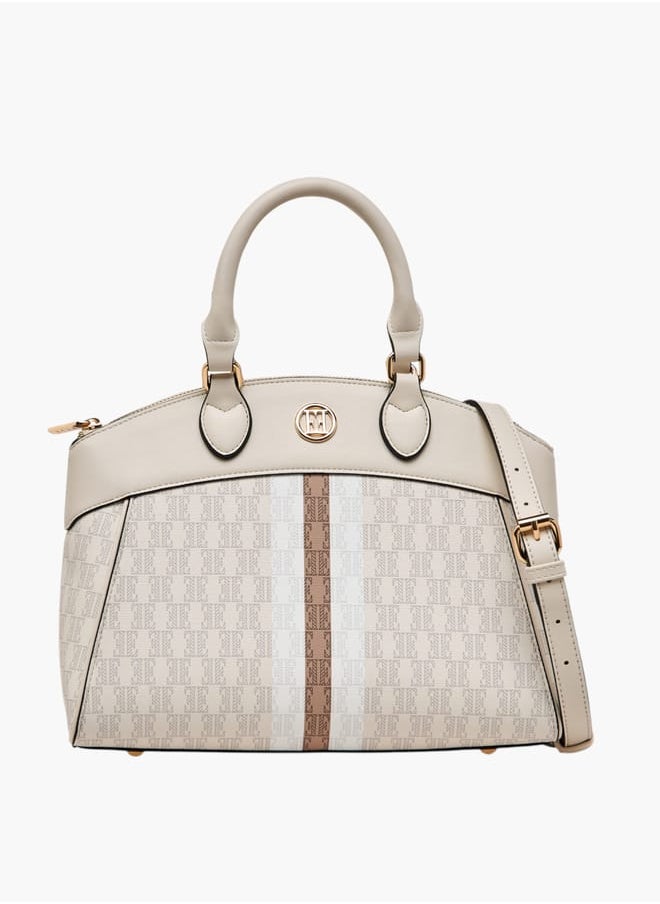 ELLE Women Monogram Print Tote Bag with Adjustable Strap and Handles  - Image 1
