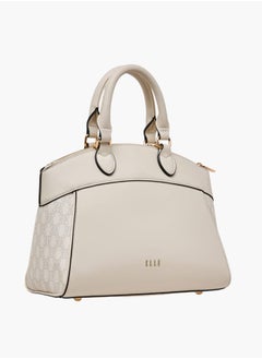 ELLE Women Monogram Print Tote Bag with Adjustable Strap and Handles  - Image 3