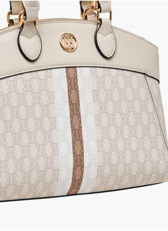 ELLE Women Monogram Print Tote Bag with Adjustable Strap and Handles  - Image 4