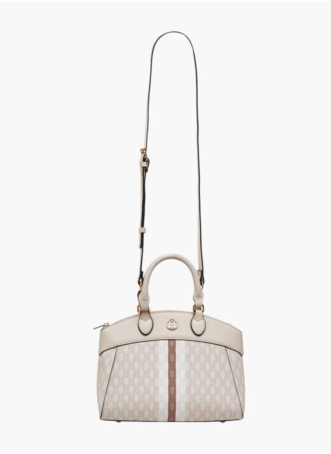 ELLE Women Monogram Print Tote Bag with Adjustable Strap and Handles  - Image 2
