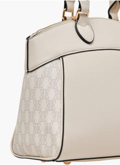 ELLE Women Monogram Print Tote Bag with Adjustable Strap and Handles  - Image 5