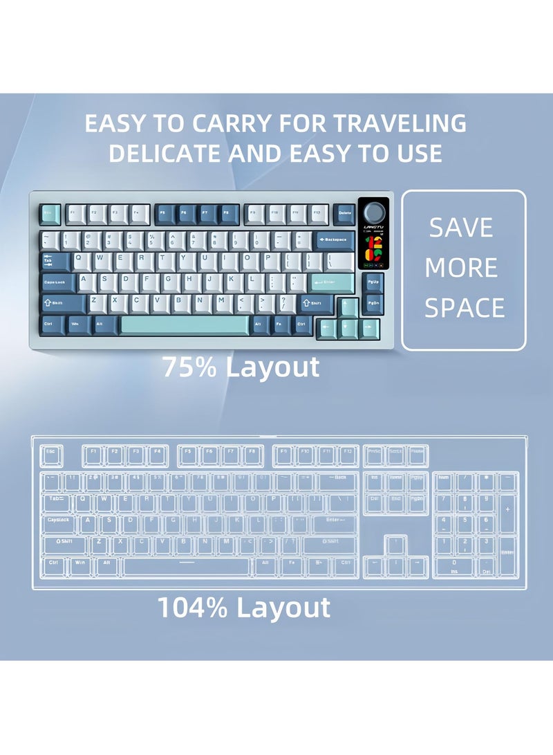 LANGTU LT75 RGB Gaming Mechanical Keyboard, 3 Mode Wired BT Wireless Gaming Mechanical 75% Keyboard,80 Keys Gasket Structure RGB Full-key Hot-swap Gaming Keyboard - Image 3