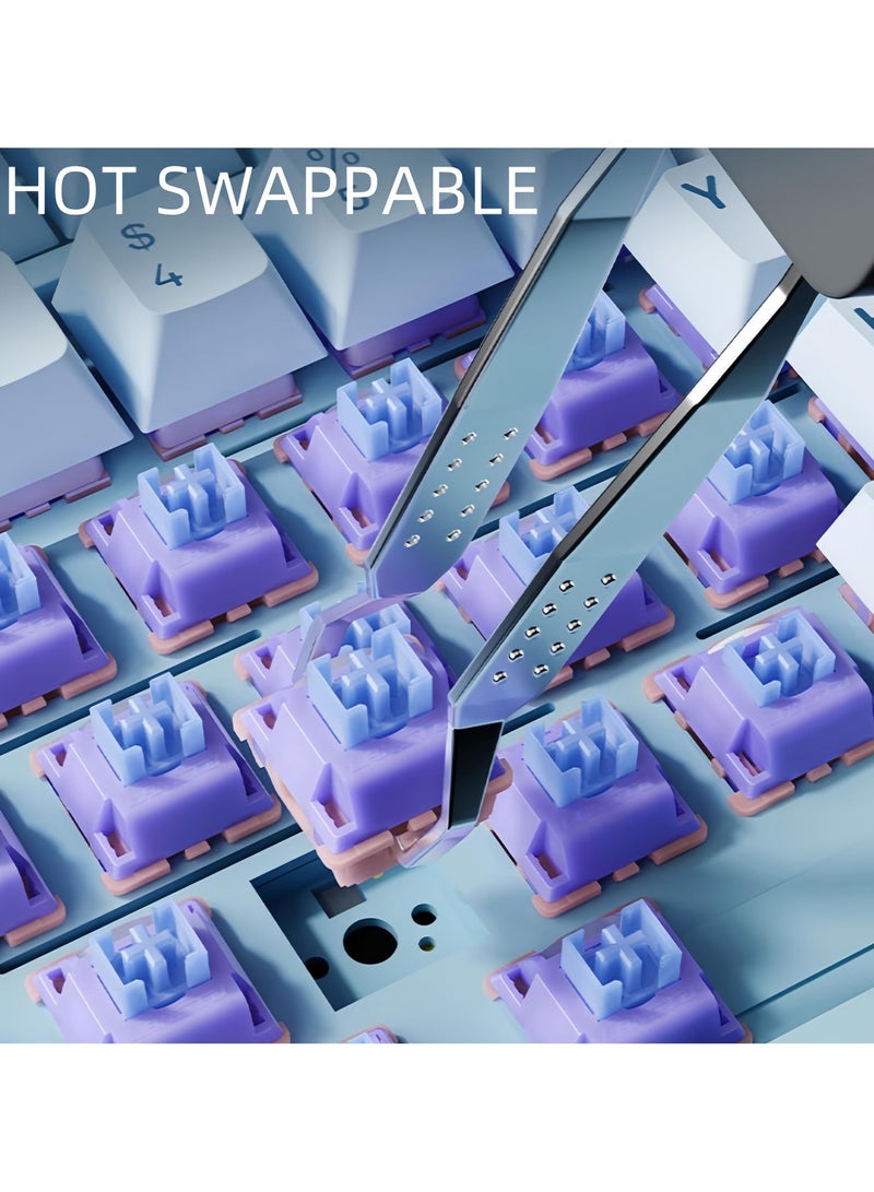 LANGTU LT75 RGB Gaming Mechanical Keyboard, 3 Mode Wired BT Wireless Gaming Mechanical 75% Keyboard,80 Keys Gasket Structure RGB Full-key Hot-swap Gaming Keyboard - Image 4