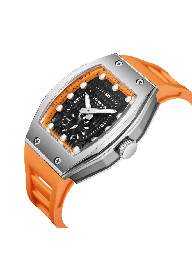 لي كوبر ساعة يد رجالية تناظرية بسوار سيليكون .