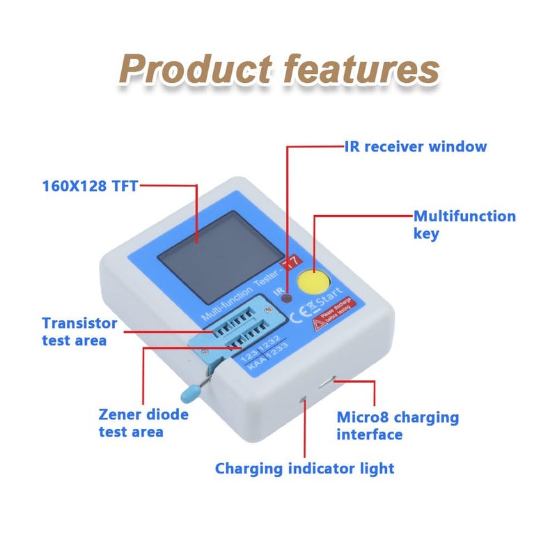 LCR T7 Transistor Tester Multi Function Color Screen High Precision Graphic Display - Image 3