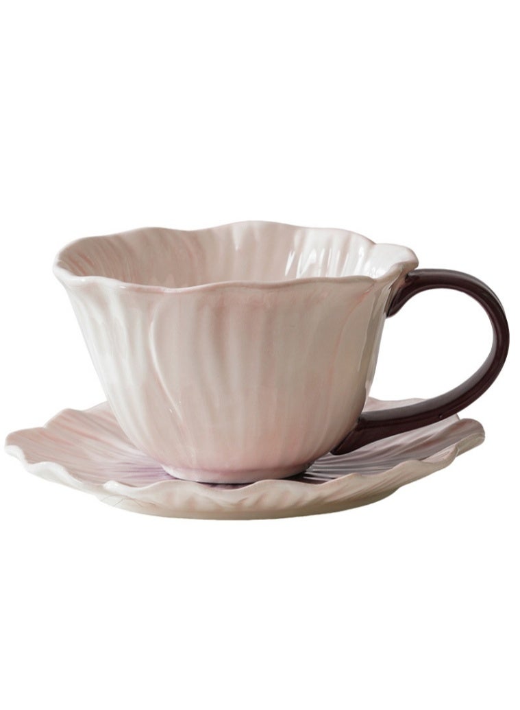 الواحة-TH أكواب شاي وصحون مزينة بالزهور، تصميمات أنيقة لأكواب قهوة مزينة بالزهور، أكواب لاتيه عالية القيمة للنساء، مجموعة أكواب شاي، مجموعة أكواب قهوة واحدة - Image 2