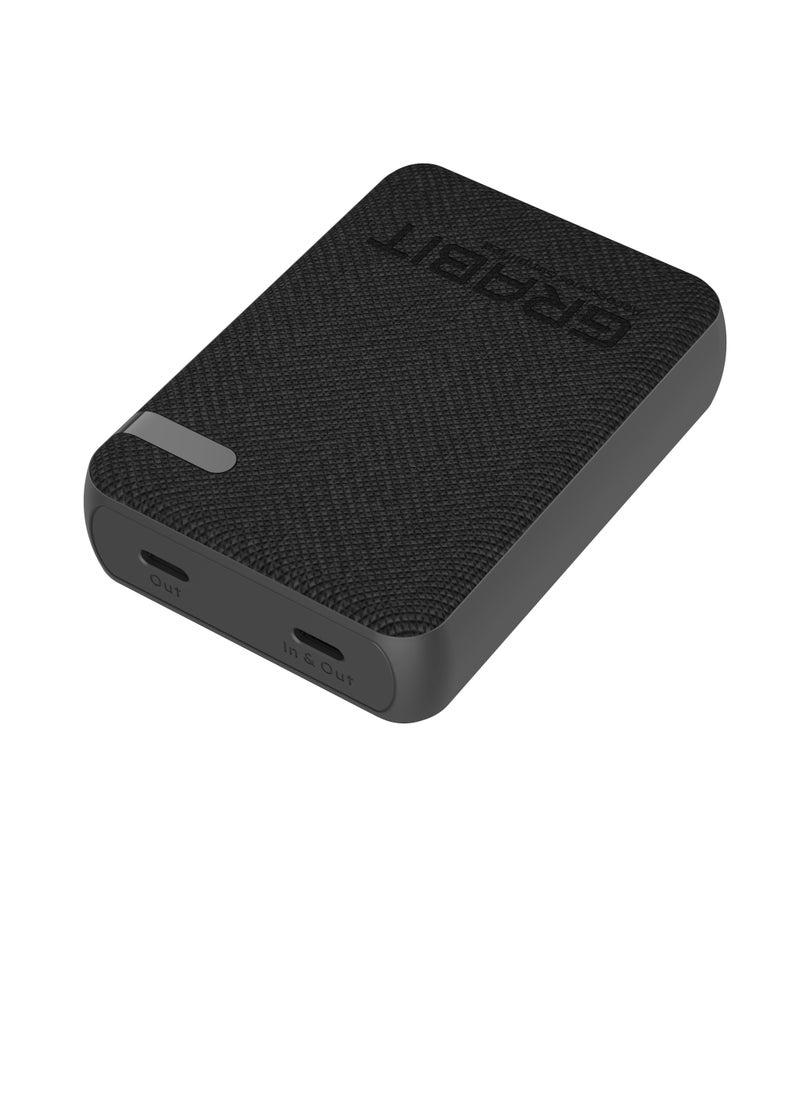 GRABIT - GPOWER-100T Power Bank 10,000mAh PD Power Bank, Fast & Compact Enjoy PD 20W fast charging with a 10,000mAh capacity and dual USB-C output ports, capable of charging phones 2-3 times. Features a sleek tactile fabric finish, 4-LED battery indicators, and over-current protection. Includes USB-C to USB-C cable. Compatible with iPhone, Samsung, OnePlus, Xiaomi, Huawei, Google Pixel, iPads, and more. Available in Black & Grey, perfect for travel and daily use. - Image 1