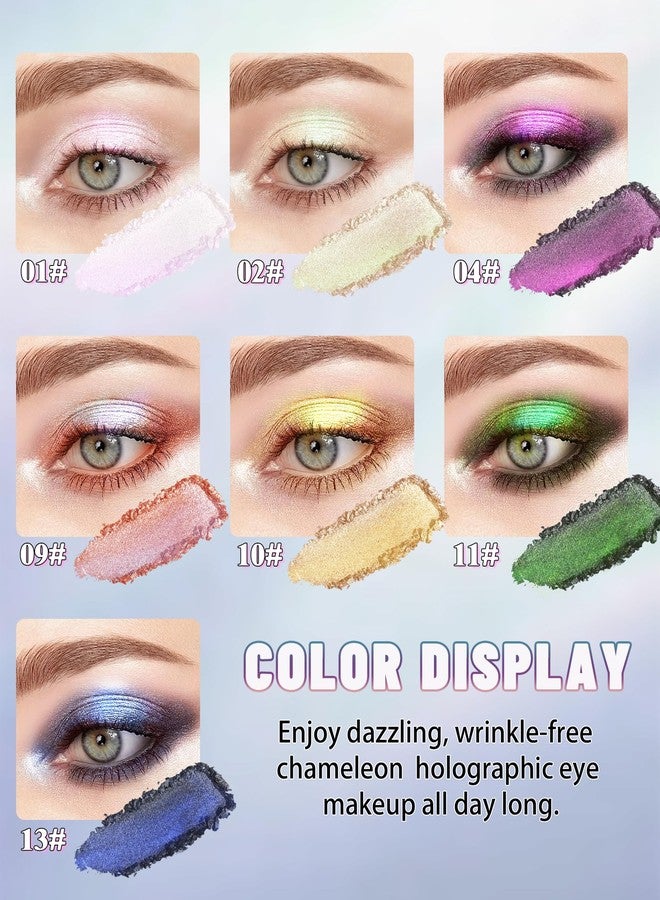 Lestpola Chameleon Duochrome Glitter Eyeshadow, Holographic Chrome Eyeshadow Palette - Image 5