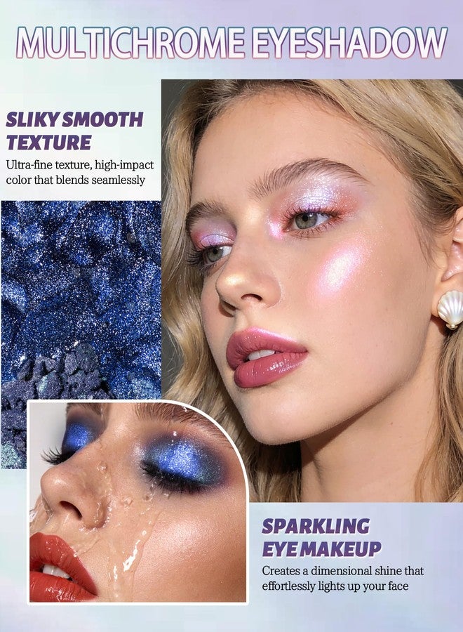 Lestpola Chameleon Duochrome Glitter Eyeshadow, Holographic Chrome Eyeshadow Palette - Image 4