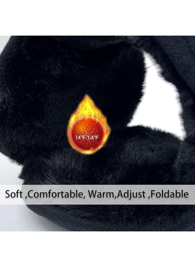 HZYH Winter Men Earmuffs Big Foldable Polar Fleece Ear Warmers Women Adjustable Ear Muffs for Outdoor Activities, One  Size - Image 5