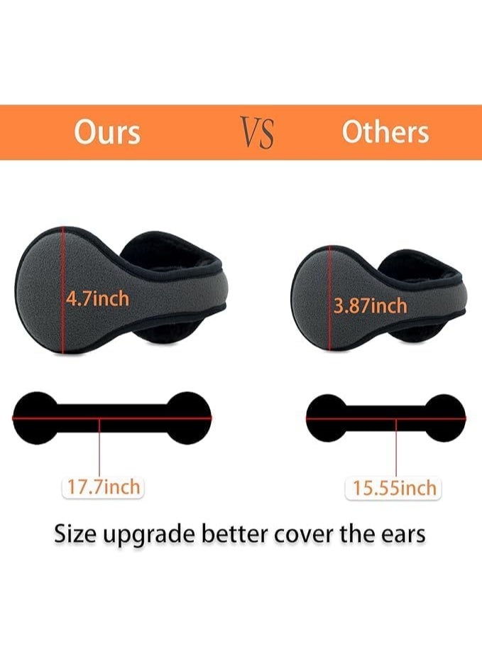 HZYH Winter Men Earmuffs Big Foldable Polar Fleece Ear Warmers Women Adjustable Ear Muffs for Outdoor Activities, One  Size - Image 3
