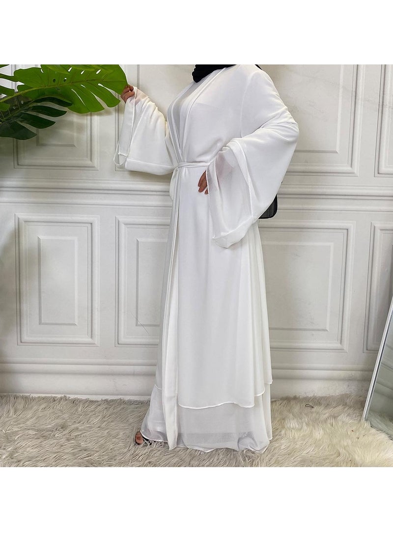 NIBEMINENT Women Abaya Comfortable Muslim Dress Solid Loose Fit Long Cardigan Hijab Durable And Breathable Robe Open Front Kaftan Maxi Dress For Women Teens - Image 1