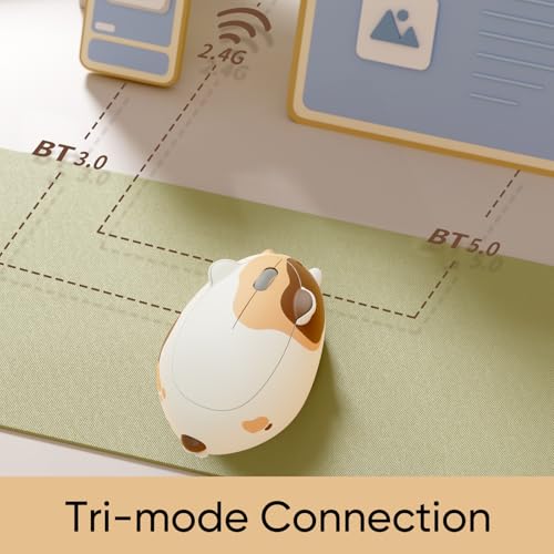 Akko Cat Theme Wireless Gaming Mouse Calico Cat, Tri-Mode Mouse BT3.0/BT5.0/2.4G, Cute Optical Cordless Cartoon Mice for Computer/Laptop/Desktop/PC, Compatible with Mac/Win - Image 3