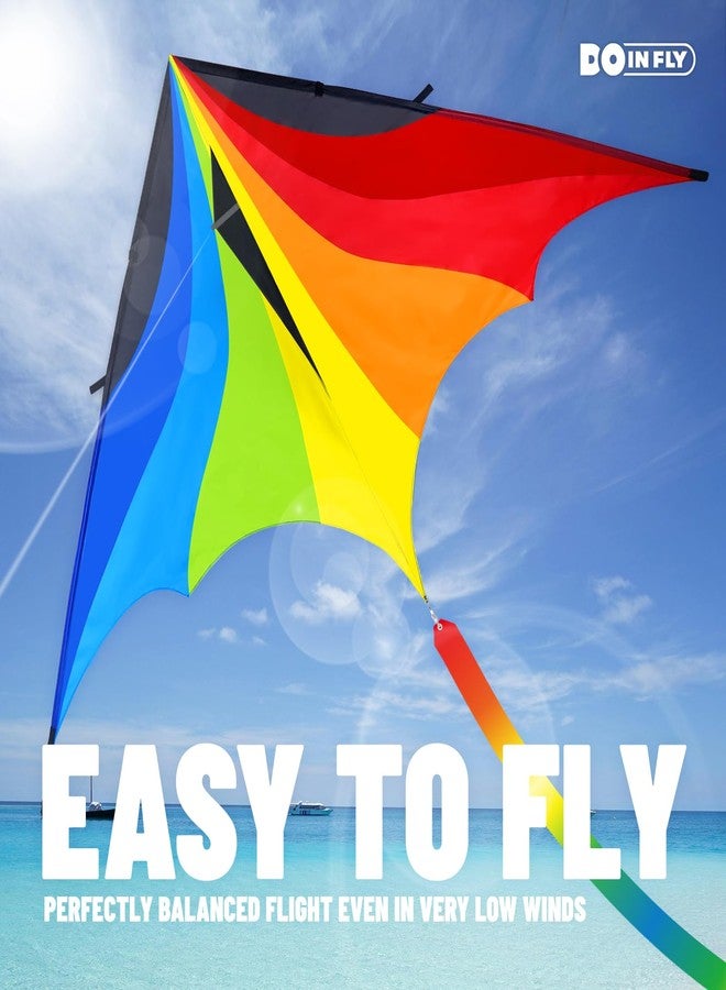 Doinfly Triangular-Shaped Kite - Easy to Control, with an Eye-catching Design, it is Perfect for Outdoor Entertainment and Suitable for Beginners to use. (Large Rainbow Delta Kite, 2.8m) - Image 4