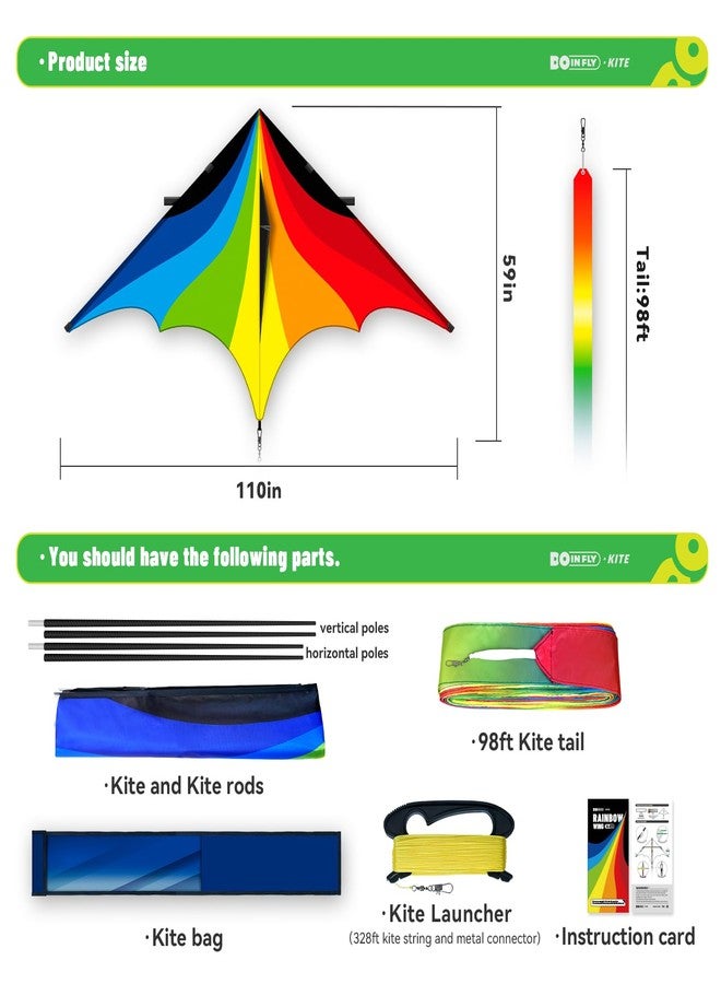 Doinfly Triangular-Shaped Kite - Easy to Control, with an Eye-catching Design, it is Perfect for Outdoor Entertainment and Suitable for Beginners to use. (Large Rainbow Delta Kite, 2.8m) - Image 5
