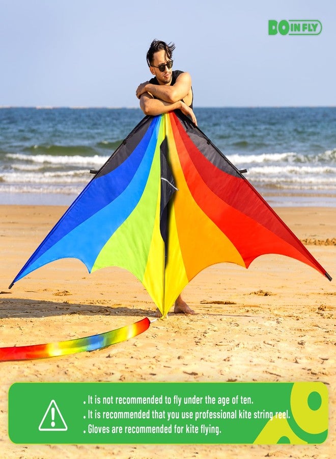 Doinfly Triangular-Shaped Kite - Easy to Control, with an Eye-catching Design, it is Perfect for Outdoor Entertainment and Suitable for Beginners to use. (Large Rainbow Delta Kite, 2.8m) - Image 2