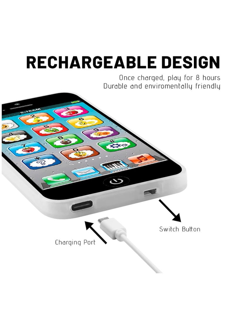 Toy Learning Play Cell Phone with 8 Functions and Dazzling Lights Interactive Toy for Toddler, Baby, Kids (Black) - Image 2