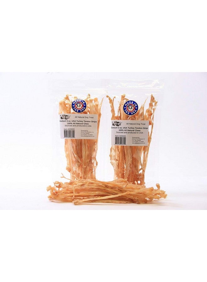 GOGO GOGO 3oz Turkey Tendon Strips Dog Chew Treats Sources and Made in The USA (2 Pack) - Image 1