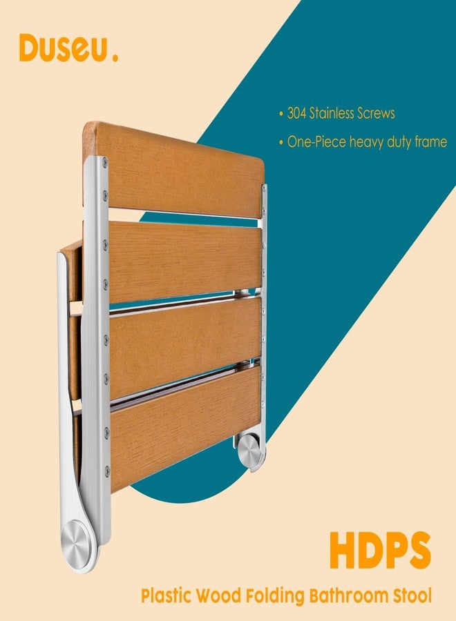 Duseu Foldable Shower Chair, 16" Folding Shower Seat Wall Mounted, Safety Furniture Stainless Steel for Elderly, Fold Down Shower Bench for Inside Shower, Pregnants-Maximum Load 400lb - Image 3