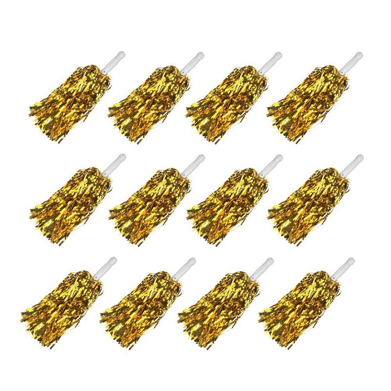 XIPEGPA 12 PCS Cheerleading Poms Squad Spirited Fun Cheering Metallic Foil Plastic Pom with Baton Handle for Dance Party Football Club Decoration - Image 2