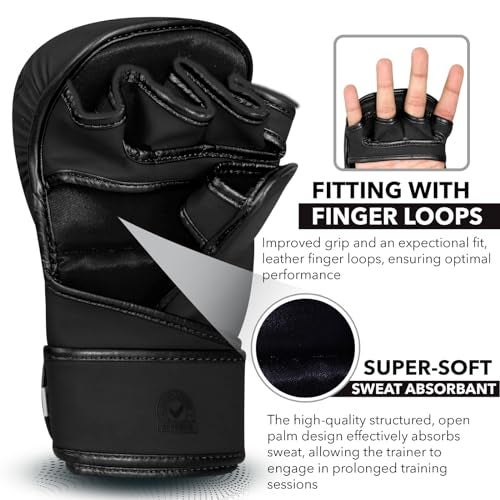 BEAST RAGE MMA Gloves for Men Women,Adjustable Wrist Support Open Palm Martial Arts Mitts Grappling Sparring for Muay Thai Cage Fighting Combat Taekwondo Kickboxing Boxing Training (Black, L/XL) - Image 4