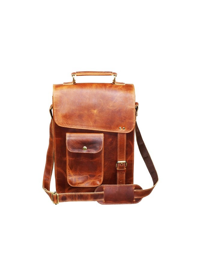 Jaald Stylish Men's Genuine Distressed Leather Brown Shoulder Messenger Passport Bag Murse Sling Bag Leather Bag Cross Body Bag Man Purse Notebook Bag Large - Image 3