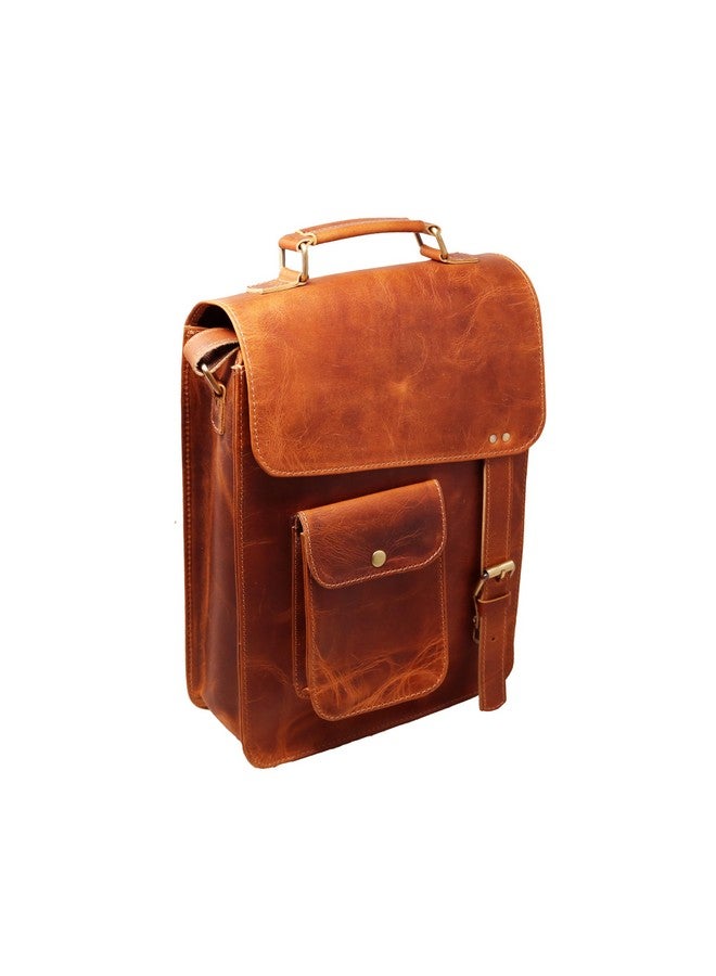 Jaald Stylish Men's Genuine Distressed Leather Brown Shoulder Messenger Passport Bag Murse Sling Bag Leather Bag Cross Body Bag Man Purse Notebook Bag Large - Image 2