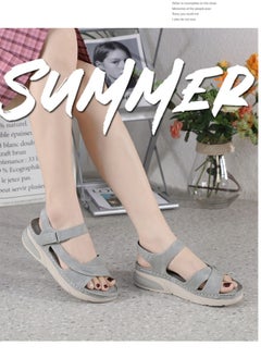 SIKETU New Light Casual Sandals Thick Soled Velcro Seam Grey  - Image 1