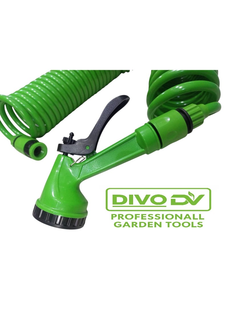 DIVO Garden Coil Hose 15M with Multi-Function Spray Gun – Model DVO714-94 - Image 4