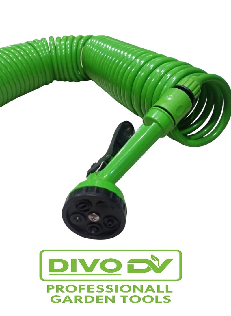 DIVO Garden Coil Hose 15M with Multi-Function Spray Gun – Model DVO714-94 - Image 5