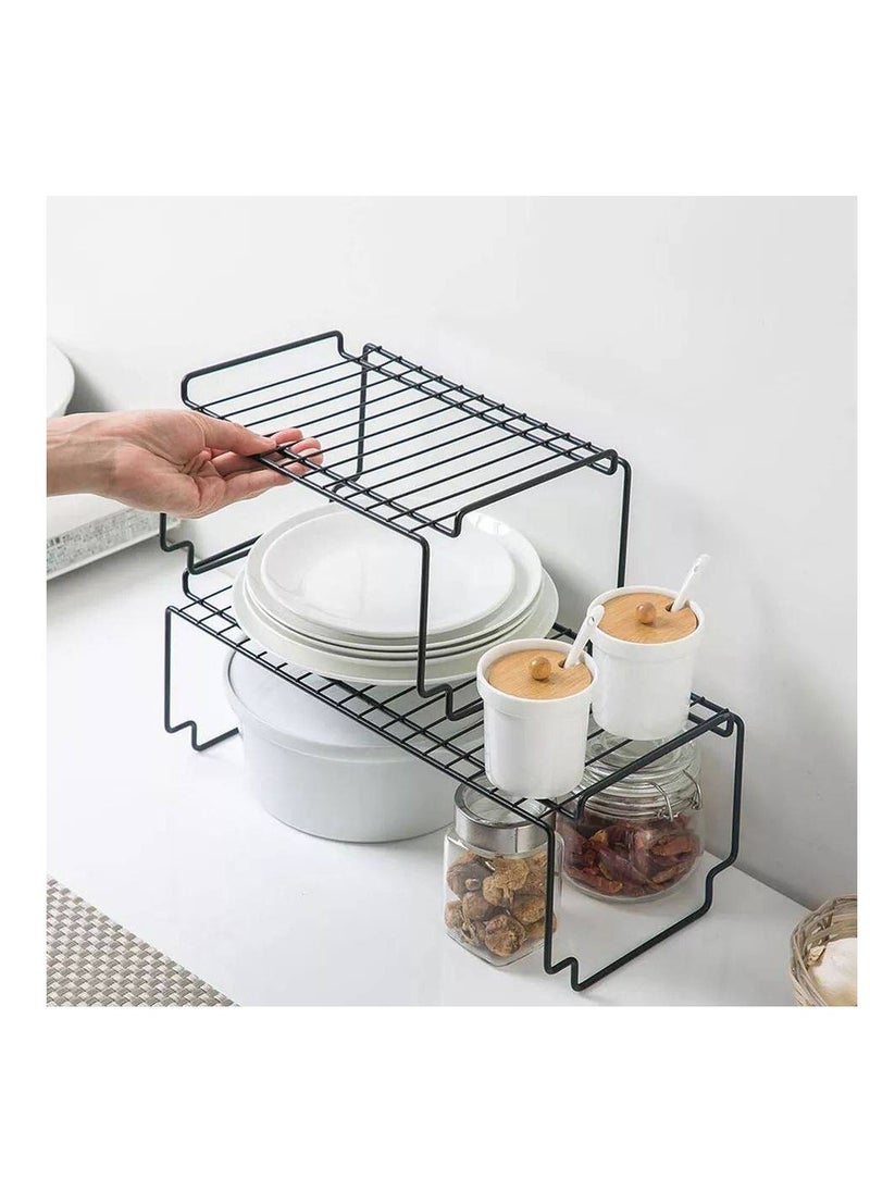 Generic Kitchen Shelf & Organizer Set – Dual-Sized Durable Metal Larger size (39×19×14 cm), Smaller size (27×19×14 cm) in Trendy Black X  - Image 2
